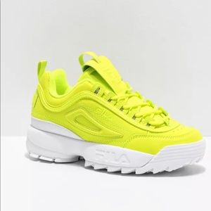 Fila Disruptor Shoes Neon Yellow